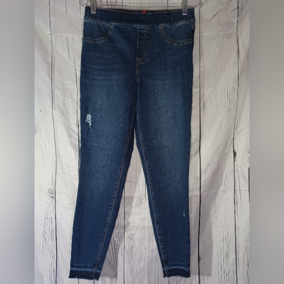 SPANX Distressed Ankle Skinny Jeans, Medium Wash Distressed Large Style 20203R - Picture 1 of 13